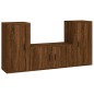 Set Mobili Porta TV 3 pz Rovere Marrone in Legno Multistrato Set Mobili Porta TV 3 pz Rovere Marrone in Legno Multistrato