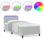 vidaXL Letto Box Spring con Materasso e Luce LED Grigio Chiaro 90x190 cm Velluto vidaXL Letto Box Spring con Materasso e Luce LED Grigio Chiaro 90x190 cm Velluto