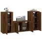 Set Mobili Porta TV 3 pz Rovere Marrone in Legno Multistrato Set Mobili Porta TV 3 pz Rovere Marrone in Legno Multistrato