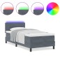 vidaXL Letto a box con Materasso e LED Grigio Scuro 90x190 cm Velluto vidaXL Letto a box con Materasso e LED Grigio Scuro 90x190 cm Velluto