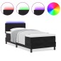 letto a box spring con materasso e LED nero 90x190 cm in velluto letto a box spring con materasso e LED nero 90x190 cm in velluto