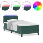 vidaXL Letto Box Spring con Materasso e LED Verde Scuro 90x190 cm Velluto