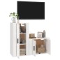Set di Mobili Porta TV 2 pz Bianco Lucido in Legno Multistrato Set di Mobili Porta TV 2 pz Bianco Lucido in Legno Multistrato