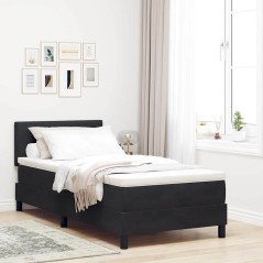 vidaXL Letto Box Spring con Materasso e LED Nero 100x200 cm Velluto