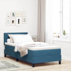 vidaXL Letto Box Spring con Materasso e LED Blu Scuro 100x200 cm Velluto