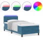 vidaXL Letto Box Spring con Materasso e LED Blu Scuro 100x200 cm Velluto vidaXL Letto Box Spring con Materasso e LED Blu Scuro 100x200 cm Velluto