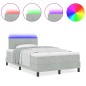 vidaXL Letto a Box Spring con Materasso e LED Grigio Chiaro 120x190 cm Velluto