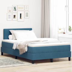 vidaXL Letto Box Spring con Materasso & LED Blu Scuro 120x190 cm Velluto