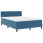 vidaXL Letto con rete a molle con materasso e LED Blu Scuro 140x190 cm Velluto