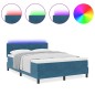 vidaXL Letto con rete a molle con materasso e LED Blu Scuro 140x190 cm Velluto