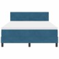 vidaXL Letto con rete a molle con materasso e LED Blu Scuro 140x190 cm Velluto