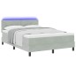 Letto Box Spring vidaXL con materasso e luce LED Grigio chiaro 140x200 cm Velluto