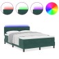 Letto a molle con materasso e LED verde scuro 140x200 cm in velluto Letto a molle con materasso e LED verde scuro 140x200 cm in velluto