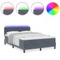 vidaXL Letto Box Spring con Materasso e LED Grigio Scuro 160x200 cm Velluto vidaXL Letto Box Spring con Materasso e LED Grigio Scuro 160x200 cm Velluto