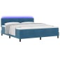 vidaXL Letto a Box con Materasso e LED Blu Scuro 180x200 cm Velluto