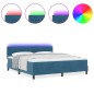 vidaXL Letto a Box con Materasso e LED Blu Scuro 180x200 cm Velluto