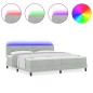 vidaXL Letto con Sottospranga e Materasso & Luce LED Grigio Chiaro 200x200 cm Velluto vidaXL Letto con Sottospranga e Materasso & Luce LED Grigio Chiaro 200x200 cm Velluto