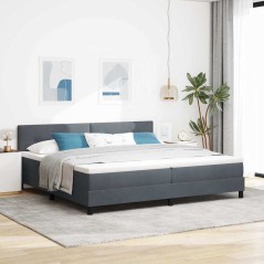 vidaXL Letto Box Spring con Materasso e LED Grigio Scuro 200x200 cm Velluto