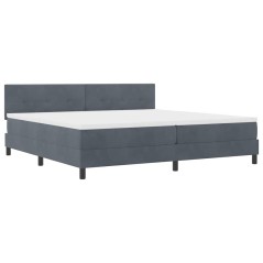vidaXL Letto Box Spring con Materasso e LED Grigio Scuro 200x200 cm Velluto