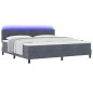 vidaXL Letto Box Spring con Materasso e LED Grigio Scuro 200x200 cm Velluto