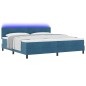 letto box spring vidaXL con materasso e LED blu scuro 200x200 cm in velluto