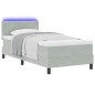 vidaXL Letto Box Spring con Materasso e Luce LED Grigio Chiaro 90x190 cm Velluto