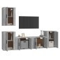 Set di Mobili Porta TV 5 pz Grigio Cemento in Legno Multistrato Set di Mobili Porta TV 5 pz Grigio Cemento in Legno Multistrato