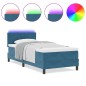 vidaXL Letto a box spring con materasso & LED Blu scuro 90x190 cm Velluto vidaXL Letto a box spring con materasso & LED Blu scuro 90x190 cm Velluto