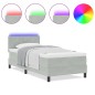 vidaXL Letto a Rete con Materasso e Luce LED Grigio Chiaro 90x200 cm Velluto
