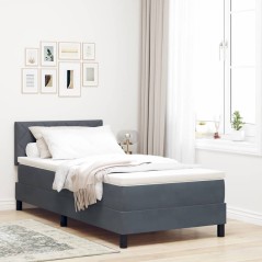 vidaXL Struttura letto a molle con materasso e LED grigio scuro 90x200 cm in velluto