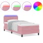vidaXL Letto Box Spring con Materasso e LED Rosa 90x200 cm Velluto