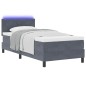vidaXL Letto Box Spring con Materasso e LED Grigio Scuro 100x200 cm Velluto vidaXL Letto Box Spring con Materasso e LED Grigio Scuro 100x200 cm Velluto