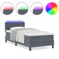 vidaXL Letto Box Spring con Materasso e LED Grigio Scuro 100x200 cm Velluto vidaXL Letto Box Spring con Materasso e LED Grigio Scuro 100x200 cm Velluto