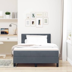 vidaXL Letto Box Spring con Materasso e LED Grigio Scuro 120x190 cm Velluto