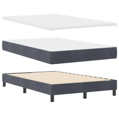 vidaXL Letto Box Spring con Materasso e LED Grigio Scuro 120x190 cm Velluto