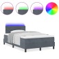 vidaXL Letto Box Spring con Materasso e LED Grigio Scuro 120x190 cm Velluto vidaXL Letto Box Spring con Materasso e LED Grigio Scuro 120x190 cm Velluto