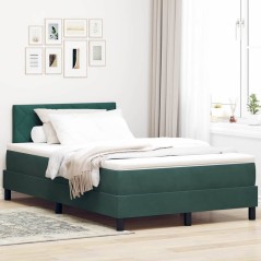 vidaXL Letto a Box Spring con Materasso e LED Verde Scuro 120x190 cm in Velluto