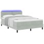 vidaXL Letto Box Spring con Materasso e Luce LED Grigio Chiaro 140x190 cm Velluto