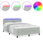 vidaXL Letto Box Spring con Materasso e Luce LED Grigio Chiaro 140x190 cm Velluto