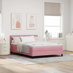 Letto a Molle VidaXL con Materasso e LED Rosa 140x190 cm in Velluto