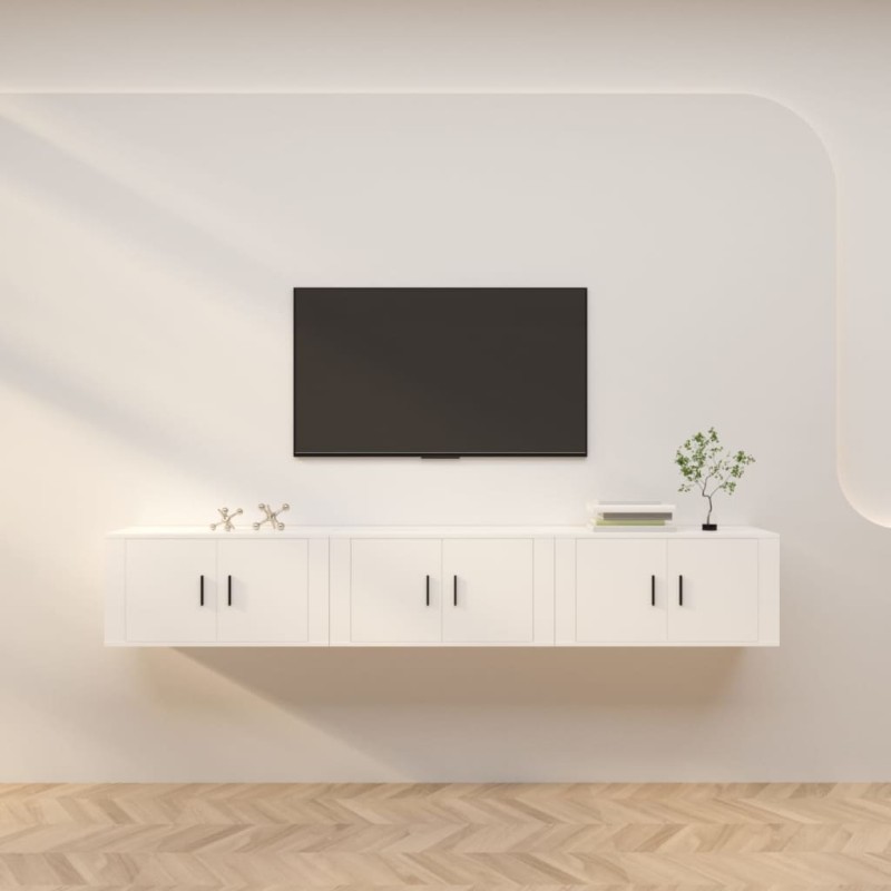 Mobili Porta TV a Parete 3 pz Bianco 80x34,5x40 cm Mobili Porta TV a Parete 3 pz Bianco 80x34,5x40 cm