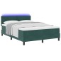 vidaXL Letto Box Spring con Materasso e LED Verde Scuro 160x200 cm Velluto
