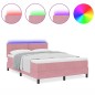 Letto Box Spring vidaXL con Materasso e LED Rosa 160x200 cm in Velluto Letto Box Spring vidaXL con Materasso e LED Rosa 160x200 cm in Velluto
