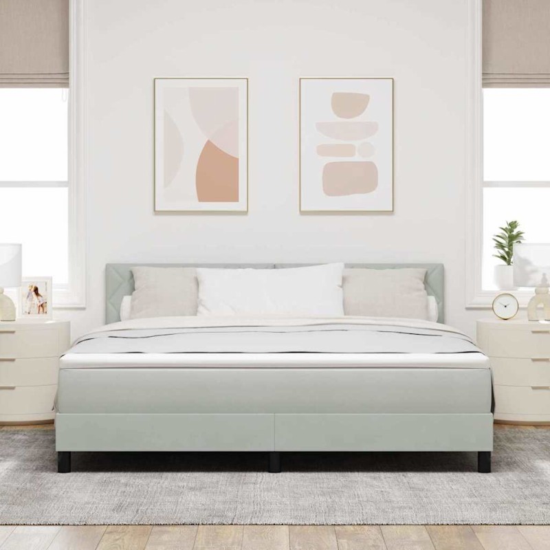 Letto con contenitore vidaXL e materasso & luce LED Grigio chiaro 180x200 cm Vellutato