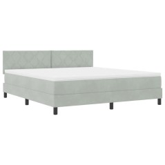 Letto con contenitore vidaXL e materasso & luce LED Grigio chiaro 180x200 cm Vellutato