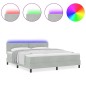 Letto con contenitore vidaXL e materasso & luce LED Grigio chiaro 180x200 cm Vellutato