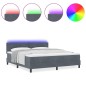 vidaXL Letto a doghe con materasso e LED Grigio scuro 180x200 cm Velluto