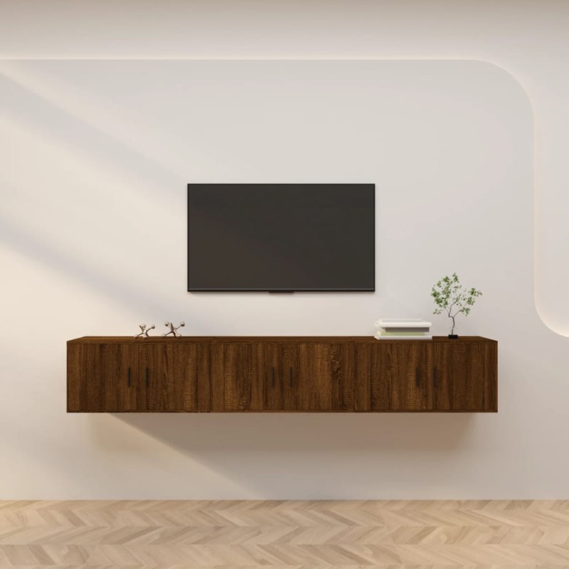 Mobili Porta TV a Parete 3 pz Rovere Marrone 80x34,5x40 cm Mobili Porta TV a Parete 3 pz Rovere Marrone 80x34,5x40 cm