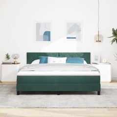 vidaXL Letto con box spring e materasso & LED Verde scuro 180x200 cm in velluto