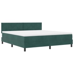 vidaXL Letto con box spring e materasso & LED Verde scuro 180x200 cm in velluto